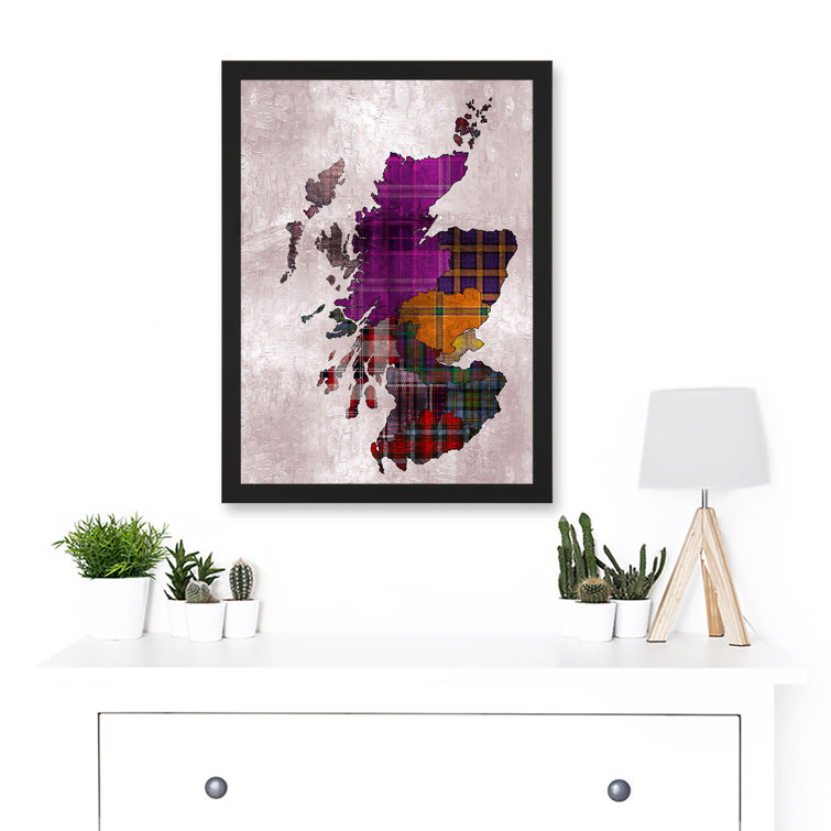 Williston Tartan Map Of Scotland Picture Frame Art Prints
